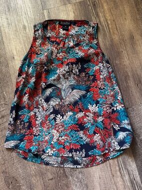 Lucky Brand Tropical Floral Sleeveless Tank - Navy, Teal, Burnt orange XS